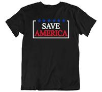 Men's Save America Tee, American Flag, Blue Red Text Logo Hero USA Gift S New T-Shirts Black L