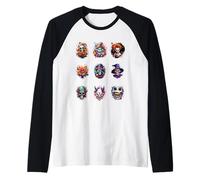 Mens Scary Halloween Portraits of Spooky Heads Manche Raglan