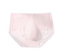 Men's Seamless Ice Silk Briefs 3D Pouch Thin(Light pink 4XL)