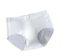 Men's Seamless Ice Silk Briefs 3D Pouch Thin(White 3XL)