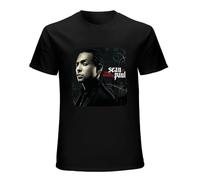 Men's Sean Paul The Trinity T-Shirt Print Tees Short Sleeve O Neck Black XXL