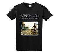 Men's Serge Gainsbourg Lhomme Tte De Chou T-Shirt Print Tees Short Sleeve O Neck 3XL Black M