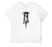 Men's Sexy Woman in Red High Heel Shoes and Stockings Riding Bicycle Art Photo Fashion Boy Casual Fitness Cool Mens T-Shirts White 3XL