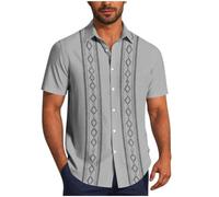 Men's Short Sleeve Button Down Print Shirt Casual Summer Collared Top