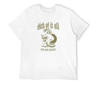 Men's Sick of It All Simple Style Tee Printed Short-Sleeve T-Shirts White L