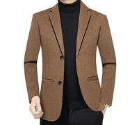 Men's Slim Fit Brown Blazers Stylish Korean Casual Sport Coat Autumn Business Party Daily Suit Jacket(XL)