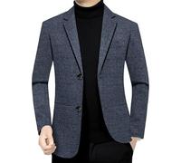 Mens Slim Fit Lightweight Sport Coat Blue Simple Lapel Suit Jacket Business Casual Blazers for Formal Office(XXL)