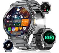 Men's Smart Watch, 1.75 Inch Smart Watch With 800 Mah/Led Torch/Bluetooth Call, 114 Sports Watch With Sleep Monitor/Heart Rate Monitor