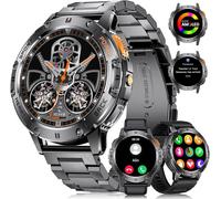 Men's Smart Watch (3 Bracelets), 530 Mah, 5atm Waterproof, 1.43 Inch Military Smart Watch With Led Torch Heart Rate Monitor Pedometer Fitness Tracker Smartwatch Ios Android