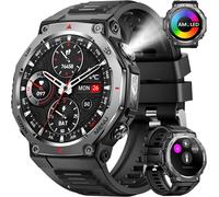 Men's Smart Watch Uv Lamp: 1.43 Inch Amoled Round Screen Smartwatch With Torch Led High Brightness Fitness Tracker 100+ Sports Modes Water Resistance 5atm Smart Watch For Android And Ios