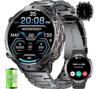 Men's Smart Watch With 900 Mah Battery, 1.73 Inch Hd Amoled Watch Pedometer With Bluetooth Calls/110 + Sports Modes/Heart Rate/Sleep Monitor, Android Ios Military Watch