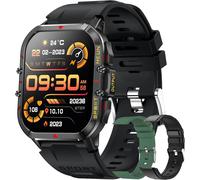 Men's Smart Watch With Bluetooth Call, 1.96 Inch Amoled 5atm Waterproof Smartwatch With 123 Sports Modes Activity Tracker, Spo2, Sleep, Heart Rate Smart Watch For Ios Android (Black)