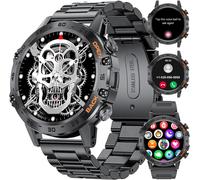 Men's Smart Watch With Bluetooth Call For Android Ios 400 Mah Smartwatch In Black Steel, Calories/Pedometer/Heart Rate/Sleep Monitor, 100+ Sport Mode, 2 Wristbands