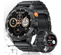 Men's Smart Watch With Bluetooth Calling, 1.43 Inches Amoled Display, 100+ Sports Fashion Watch, Ip68 Waterproof/Pedometer/Spo2/Sleep Monitor/Fitness Watch For Ios Android (Black Steel)