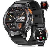 Men's Smart Watch With Flashlight, 1.43 Inch Amoled Smartwatch With 530 Mah, Bluetooth Calls, Sleep Monitor, Pedometer, Sports Silicone-Black Smartwatch Android Ios