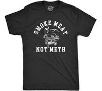 Mens Smoke Meat Not Meth T Shirt Funny Barbeque Cooking Grilling Joke Tee for Guys(Small)