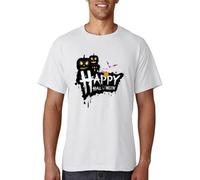 Men's Spooky Print Wo Ulzzang Short Sleeve Female Tops Tees Harajuku Girl Anime Pattern Streetwear T-Shirts White L