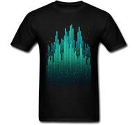 Men's Street Style T-Shirt for Man Tshirt Big City Light Carnival T Shirt Striped Tops Crew Neck Cotton Tees Friend Gift Clothes Black M