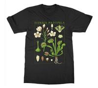 Men's Summer Style Funny Venus Fly Trap Botanical Garden Plant Print Botany Bloom Fruit Flower Tee T-Shirts Black S