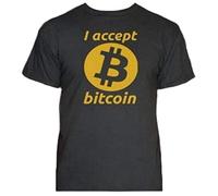 Men's Summer Style I Accept Bitcoin T Shirt Funny Money Shirt Print Tops Tee Shirt Hip Hop Black L