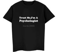 Men's Summer Style Trust Me I'm A Psychologists Men Short Sleeve Cotton Cool Funny Tees Tops Harajuku Streetwear Black T-Shirts Black XXL