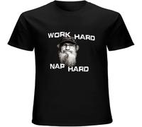 Men's Summer T-Shirt Duck Dynasty Si Work Hard Nap Hard Tops TV Reality Robertsons Buck Commander Jagd Swag Black L