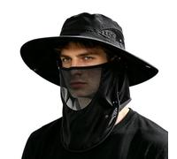 Mens Sun Hat with Neck Flap UPF 50+ Wide Brim Windproof Adjustable