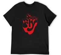 Men's Super Fly Pure Blaxploitation Superfly Buddah Curtis Mayfield Cotton T-Shirt Top Short-Sleeved Black S
