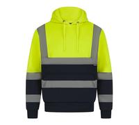 Men's Sweat à capuche haute visibilité bicolore en polaire de sécurité conforme aux normes GO/RT, Jaune/bleu marine, 3XL