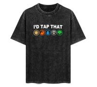 Mens T Men I'd Short That Cotton Gathering Sleeve Men's The Vintage Funny Magic Tap T-Shirt Black L