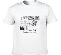 Men's T Shirt 80s Music Video Take on Me Retro Short Sleeves White M