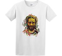 Men's T Shirt Burning Spear Crew-Neck t-Shirt White Manches Courtes(Medium)