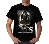 Men's T Shirt Clown en Stephen King T-Shirt Movie Georgie Creepy Scary Black M