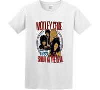 Men's T-Shirt Feel Soft Fashion Otley Crue Vintage Shout at The Devil Hand Wash Recommended White Manches Courtes(Large)