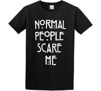 Men's T-Shirt Feel Soft Normal People Scare Me Printed Carefully Designed, Every Design is Just Right Black Manches Courtes(Large)