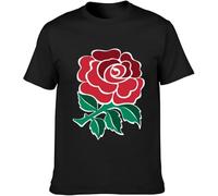 Men's T-Shirt Feel Soft Red Tudor Rose English Rose T-Shirt Unisex Shirt Pure Cotton is More Hygroscopic Black Manches Courtes(Small)