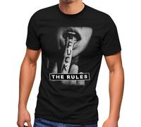 Mens T-Shirt FUUUUUUUCK The Rules Photoprint Middle Finger Fashion Style Black Manches Courtes(Large)