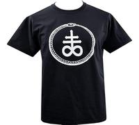 Mens T Shirt Leviathan Cross Alchemy Satan Satanic Goth Gothic Infinity Snake Black Manches Courtes(Small)