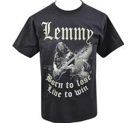 Mens T-Shirt Photographic Ian Lemmy Kilminster Born Lose Live to Win Black L