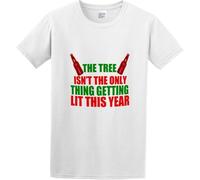 Men's T Shirt The Tree Isn't The Only Thing Getting Lit This Year Christmas Carefully Designed, Every Design is Just Right White S Manches Courtes(Small)