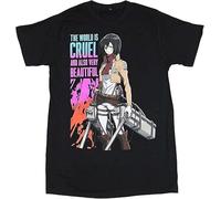 Mens T-Shirt - The World is Cruel Mikasa Ackermann Image_727 Manches Courtes(Medium)