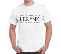 Men's Thats What I Do I Drink and I Know Things Vintage Tee T-Shirts White XL
