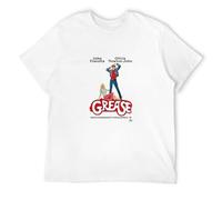 Men's The Grease Movie John Travolta Retro Musical Cool Danny Sandy Retro Tee T-Shirts White XL