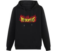 Men's The Hellacopters Flames Printed Pullover Hoodies Long Sleeve Hooded Sweatshirt Black Size L