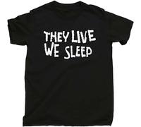 Men's They Live We Sleep Rowdy Roddy Piper Sunglasses John Carpenter Movie Tee Black T-Shirts Black 3XL