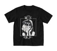 Men's Tomie Junji Ito Uzumaki Tshirts Emo Clothesd Cotton Tshirts Fashion T-Shirt Harajuku Horror Manga Tees Alternative Black L