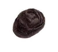Mens Toupee Human Hair,Full PU Base Straight Hairpiece | 2# Darkest Brown,0.02-0.03 mm PU,V-Looped Invisible Hairline,(7"X9")