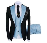 Mens Tuxedo Suit Set Slim Fit Suits for Men Wedding Prom Tuxedo Set for Men Formal Business Elegant Suit Light Blue 3X Large
