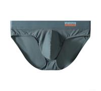 Men's U Convex Briefs Mid-Waist Solid Color Sport Underwear(Blue XL)