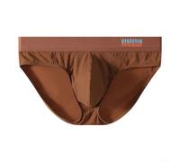 Men's U Convex Briefs Mid-Waist Solid Color Sport Underwear(Coffee XL)